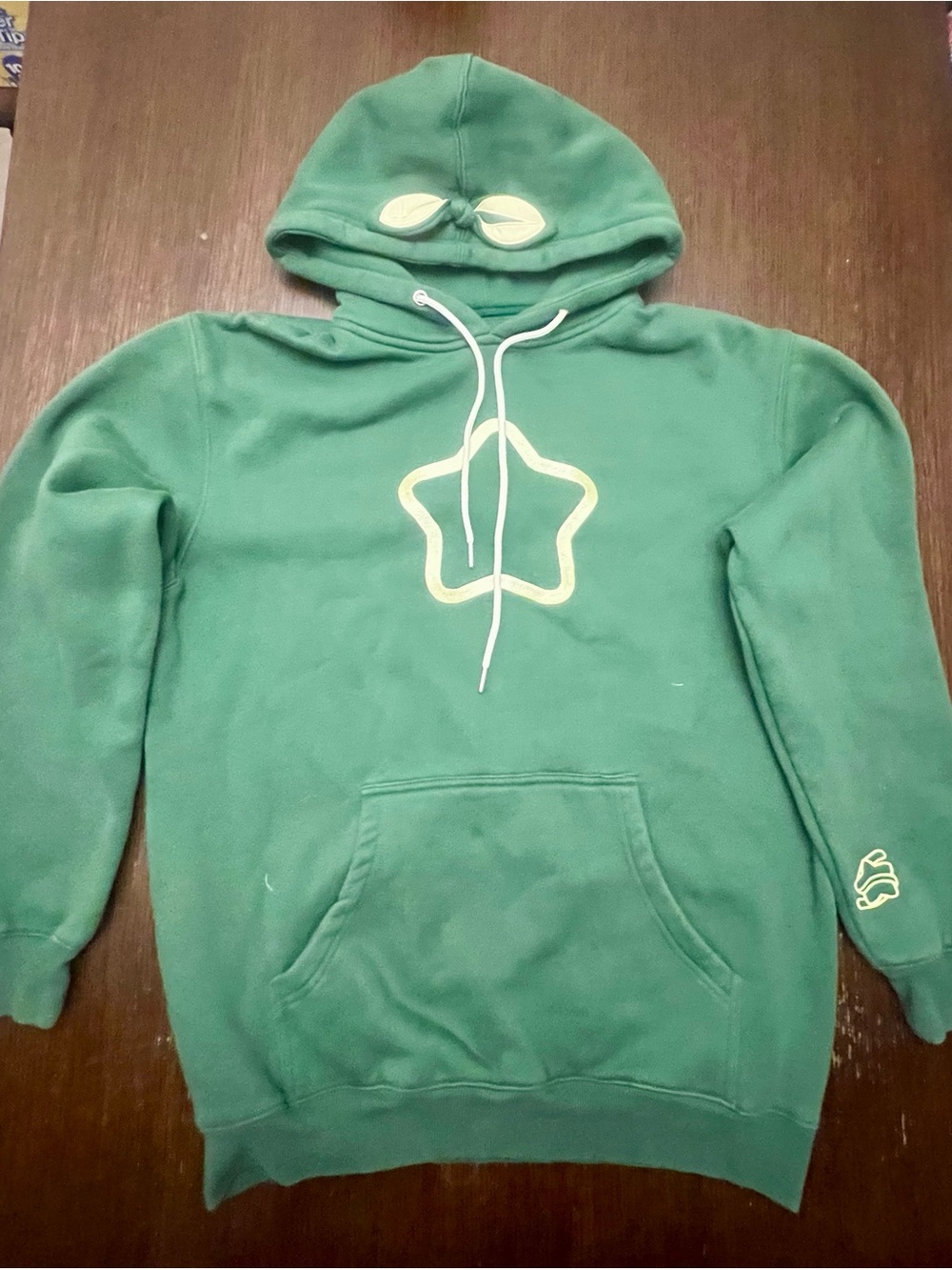 Official Sykkuno Med Sprout Hoodie Green Embroidered Star Leaf Fleece Pullover